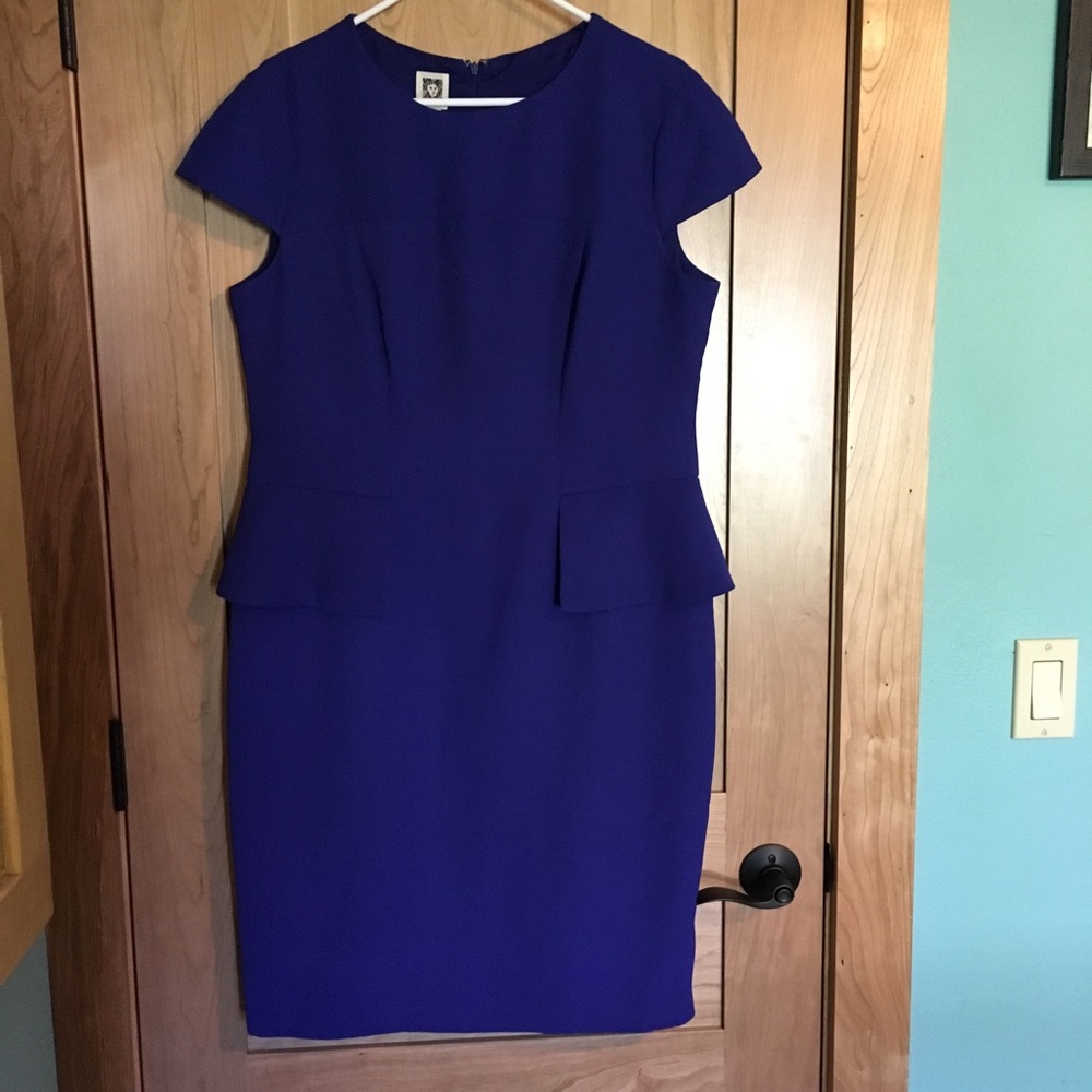 Anne Klein blue peplum dress 14